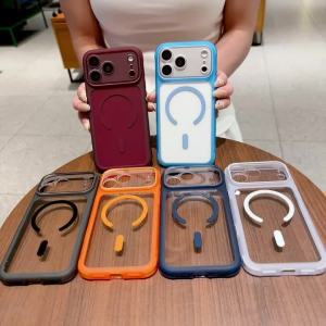 Trendy New Magnetic Kickstand Airbag Skin-Touch Matte Anti-Slip Case For iPhone 15 16 17 18 Pro Max Magnetic Cover For Magsafe