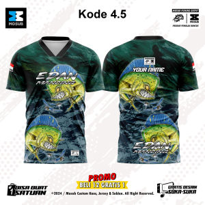 Jersey Pancing ikan lamadang Full Printing Custom Nama + Logo Kaos Mancing Lengan Panjang Kode 4.5