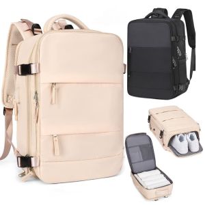 9PPE9LV Oxford Travel Backpack with USB Charging Port 35L Large Capacity Carry On Backpack Fashion Waterproof Laptop Backpack for Women Men