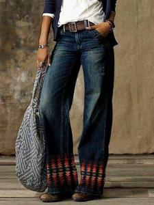 G7 Foreign Trade Cross-Border AliExpress ebay European and American Export Plus Size Womens Casual Pants Thin Jeans Wide-leg Pants Long Pants 7/7