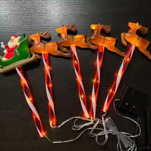 5PCs/Set LED Solar Christmas Santa Claus&Reindeer Garden Lights Outdoor 8 Modes Stake Lights for Yard Lawn Porch Decor
