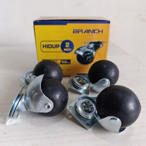 Roda Bola Karet 2 Inch 50 mm 4PCS Branch Roda Trolley Etalase Lemari Kursi