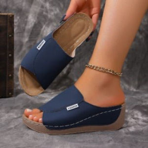 [Free Shipping] New Summer Collection: WomenS Open-Toe Wedge Sandals With A Single Strap Available In Plus Sizes Featuring A Soft Sole For Comfort And Versatility Perfect For Casual Wear