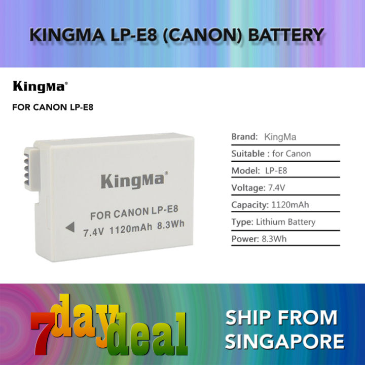 Canon LP-E8 Rechargeable Lithium Ion Battery (KingMa Brand LPE8 LP E8 ...