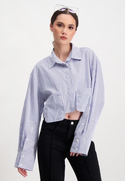 BENCH- YLR0600 Women's Boxy Cropped Long Sleeve Shirt