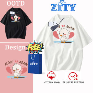 สินค้าพร้อมส่งZITY คอกลม เสื้อยืด oversize รูปแบบน่ารัก เสื้อยืดพิมพ์ลาย ,เหมาะสำหรับคนหนุ่มสาว PODL116