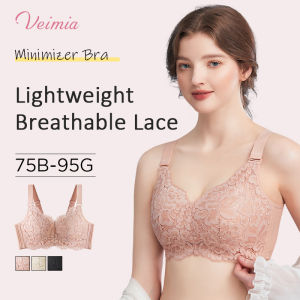 【SingaBralette】 Breathable Full Cup Lace Minimizing Bra With Adjustable Strap