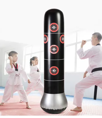 Inflatable PVC Punching Bag Boxing Punching Bag with Stand for Adult Kids Boy Boxing Pillar Column Stand Target Bag Sandbag Freestanding Sports Fitness Kick Training Equipment（With Air Pump）#SA0005#