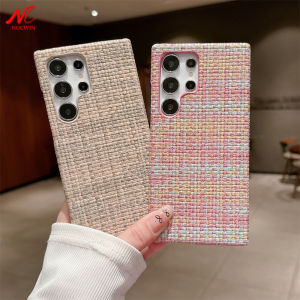 Luxury Cloth Plush Plain Fabric Phone Cases for Samsung S24 Ultra Galaxy S23 Ultra S22 S24 Plus Canvas Soft Shockproof Cover
