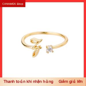 CS Nhỏ Ban Đầu Thư Nhẫn Cho Phụ Nữ Thép Không Gỉ A-Z Chữ Có Thể Điều Chỉnh Vòng Nữ Giáng Sinh Thẩm Mỹ Đồ Trang Sức
