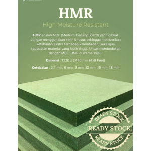 MDF HMR anti air 3 mm 6 mm 9 mm 12 mm 15 mm 18 mm Hijau HMR Waterproof Kwalitas Export