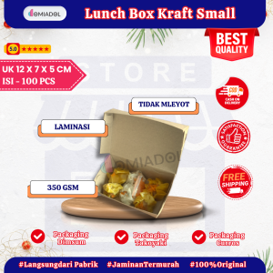 Paper Lunch Box Small Bahan Kraft Full Laminasi - Ukuran 12 x 7 x 5 (100 Pcs)
