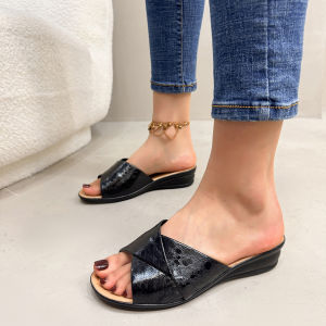 [Free Shipping] Plus-Size WomenS Sandals 2025 New Style Summer Fish-Mouth Wedge-Heeled Slippers Indoor And Outdoor Sandals