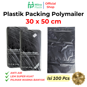 Plastik Polymailer 30x50 cm isi 100 pcs Packing Online Shop Lem Seal Amplop Hitam 30 x 50