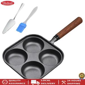 [2026 New] 4-Cup Iron Egg Frying Pan with Handle Pancake Pan Egg Cooker Fried Egg Pan for Breakfast Fried Egg Pancakes Steaks