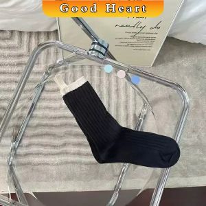 J.D. ถุงเท้ากีฬา สีคลาสสิค ยืดหยุ่น ข้อยาว ผ้าฝ้าย  womens socks