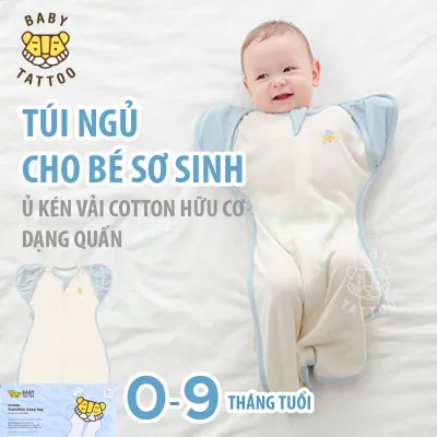 BABY TATTOO Túi Ngủ Nhộng Chũn Ủ Kén Vải Cotton Hữu Cơ Dạng Quấn Cho Bé Sơ Sinh Từ 0-9 Tháng Tuổi