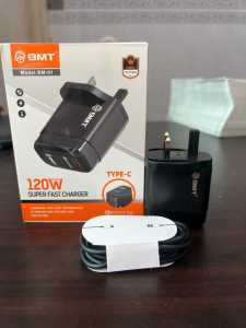 Pengecas Asal BMT-01- 120W Jenis C Penyesuai Pengecas Telefon Mikro BMT-Bm 01 Pengecas Pantas 3.0 Serasi untuk Android
