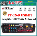 The FTstar Amplifier FT-326D 300Watts 2 Channel Amplifier With Mixer Equalizer Usb Bluetooth(FT326D). 