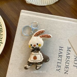 South Korea ins2026 New colorful fabric rabbit keychain Cute lobster clasp bag charm for women
