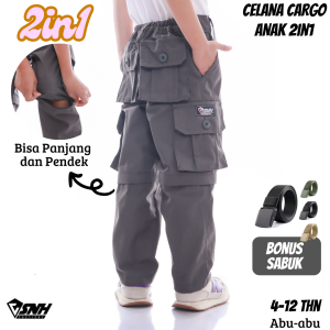 Asoheh Celana Cargo 2in1 Anak 4-12 Tahun Korean Style Multifungsi Untuk Outdoor atau Indoor