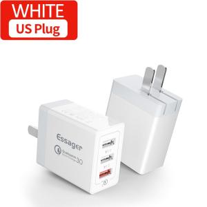 [ COD ] Essager 30W Quick Charger For Android Fast Charger USB Wall Charger QC3.0 QC 4.0 Fast Charging Multi Plug For Oppo a5s vivo y11 iPhone 12 Samsung Xiaomi Mi