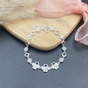 Vòng Tay Lắc Tay Nữ Bạc Ta Cỏ 4 Lá Đính Đá BẠC HIỂU MINH LTU614
