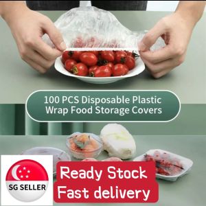 [SG SELLER]100Pcs Disposable Food Cover Plastic Wrap Elastic Food Lids For Fruit Bowls Cups Caps Storage Kitchen Fresh Keeping Saver Bag