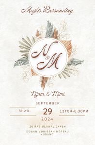 Kad Kahwin Design 28 | Digital | Aqiqah | Pertunangan | Hari Lahir | Lain-lain | Warna Putih Peach