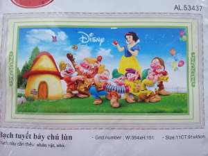 Tranh thêu chữ thập Bạch Tuyết và bảy chú lùn (chưa thêu) AL53437