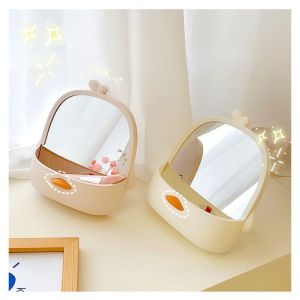 Gương Makeup Để Bàn Hình Vịt 2in1 Có Hộp Đựng Mỹ Phẩm Chân Gập Gọn Đựng Son Cọ Trang Điểm