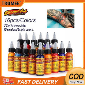 16 Colors Permanent Tattoo Ink Set Original Body Paint Pigment Makeup Ink Professional Body Art Ink for Tattoo Eyebrows Gifts
