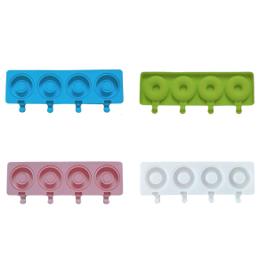 4 Cavity Ices Cream Mold Doughnuts Shape Silicone Popsicles Molds Baking Tool Cake Candy Candy Mold Baby Ices Maker