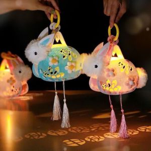 Lồng Đèn Trung Thu Thỏ DIY Vải Nỉ Phát Sáng – Đèn Thủ Công Tự Lắp Ráp Dễ Thương Cho Bé Sáng Tạo