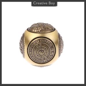 [Creative] Six-faced Four Blessing Luck Money Fidget Spinner Brass Stress Cube Decompression Ball Fidget Toys Crafts