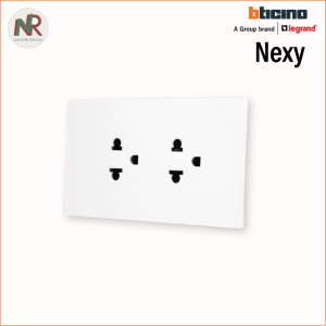 Bticino ปลั๊กกราวด์คู่ Nexy เต้ารับคู่ 3ขา มีกราวด์ สีขาว/ดำด้าน/ไทเทเนียม QW4185A /QG4185A /QT4185A