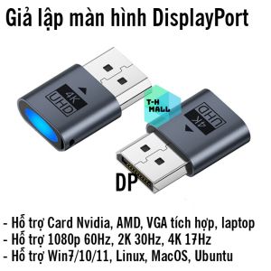 Đầu Chuyển Đổi Màn Hình Ảo Bộ Giả Lập Màn Hình Ảo Phích Cắm Giả DDC EDID 4K 60hz Tương Thích DP Displayport HDMI Dummy