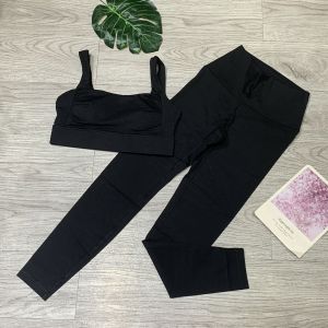 Bộ đồ tập gym yoga aerobic thể thao nữ bao gồm áo bra kèm mút và quần dài lưng cao chất liệu thun lạnh BINSPORTS BD231