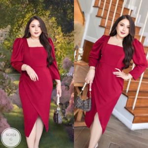 SS924 ชุดเดรสผ้ามิลิน สำหรับสาวอวบ เนื้อผ้ามีน้ำหนัก ดูดี ราคาแพง ดีไซส์รุ่นนี้ขายดีมากในไซส์ใหญ่ค่ะ!! เหมาะใส่ออกงาน ใส่ทำงาน ใส่เที่ยว ดินเนอร์สุดหรู ดีเทลพรางแขนและหน้าท้องได้ดี