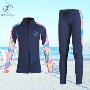 2.5MM Neoprene Wetsuit For Kids Full Swimsuit Youth Surf Scuba Diving Suit girls boys jellyfish clothing Front Zipper