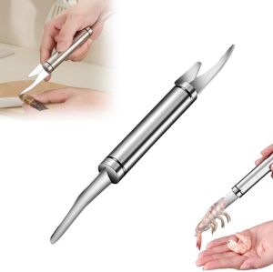 MSW Pisau Siang Udang Double Head Shrimp Deveiner Peeler Stainless Steel Alat Dapur Buang Urat Perut Ikan