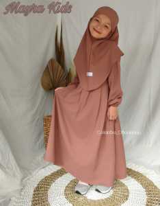 Gamis Anak Terbaru 2022 Mayra Kids Set Jilbab Umur 5 6 7 8 9 10 11 12 13 Tahun | Bahan Adem Plus Jilbab Grosir Bandung