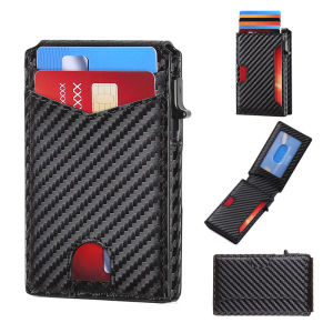 Mens Carbon Fiber Magnetic Card Holder Slim Minimalist Design Secure Closure Durable Lightweight Mens Fashion Wallet Organizer