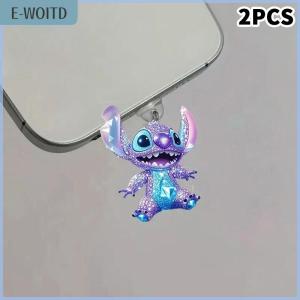 【E-WOITD】 Cartoon Cute Stitch Mobile Phone Dust Plug Accessories Decoration Hanging Pendant For IPhone Type-C Charging Port Dust Plug
