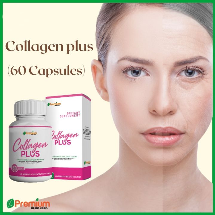 COD Premium Herbs Collagen Plus Gluta Vitamin C and E 60 capsules Premium Collagen Plus Collagen Supllement Original Whitening Supplement Glutathione Collagen Plus Premium Collagen Supplement For Anti Aging Collagen With Vitamin C And E Collagen Capsu