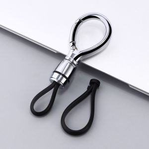 【SKIT SG】Car Hanging Rope Keychain Metal Key Holder Pendant Quick Release Rotatable Key Ring Silicone Loop Heavy Duty Keychain for Car Motorcycle House Keys Waist Belt Backpack Anti Lost Durable EDC Accessories Gift for Men Stylish Lightweight