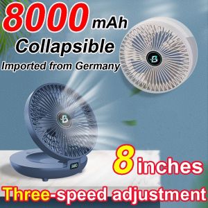 TT HAPPY 8“ big fan 10000mAh chargable Fan Compact wall mini fan 3 levels foldable wall mount USB table fan壁挂风扇