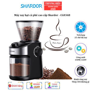Máy xay hạt cà phê cao cấp Shardor CG836B công suất 150W tích hợp 25 chế độ xay hạt cà phê - Hàng chính hãng bảo hành 12 tháng