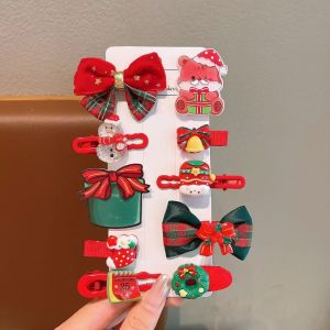 Giáng Sinh Trẻ Em Bộ dây buộc tóc 10Pcs-Santa Chuông Nhung hươu Cây & Bow Vàng Kẹp Tóc Đảng Quà Tặng