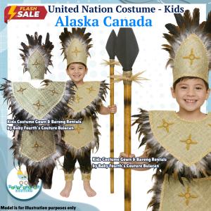 Baby Fourths Couture United Nation Alaska Canada Costume Hand Made Banig Recycle for National Attire UN Events for Kids